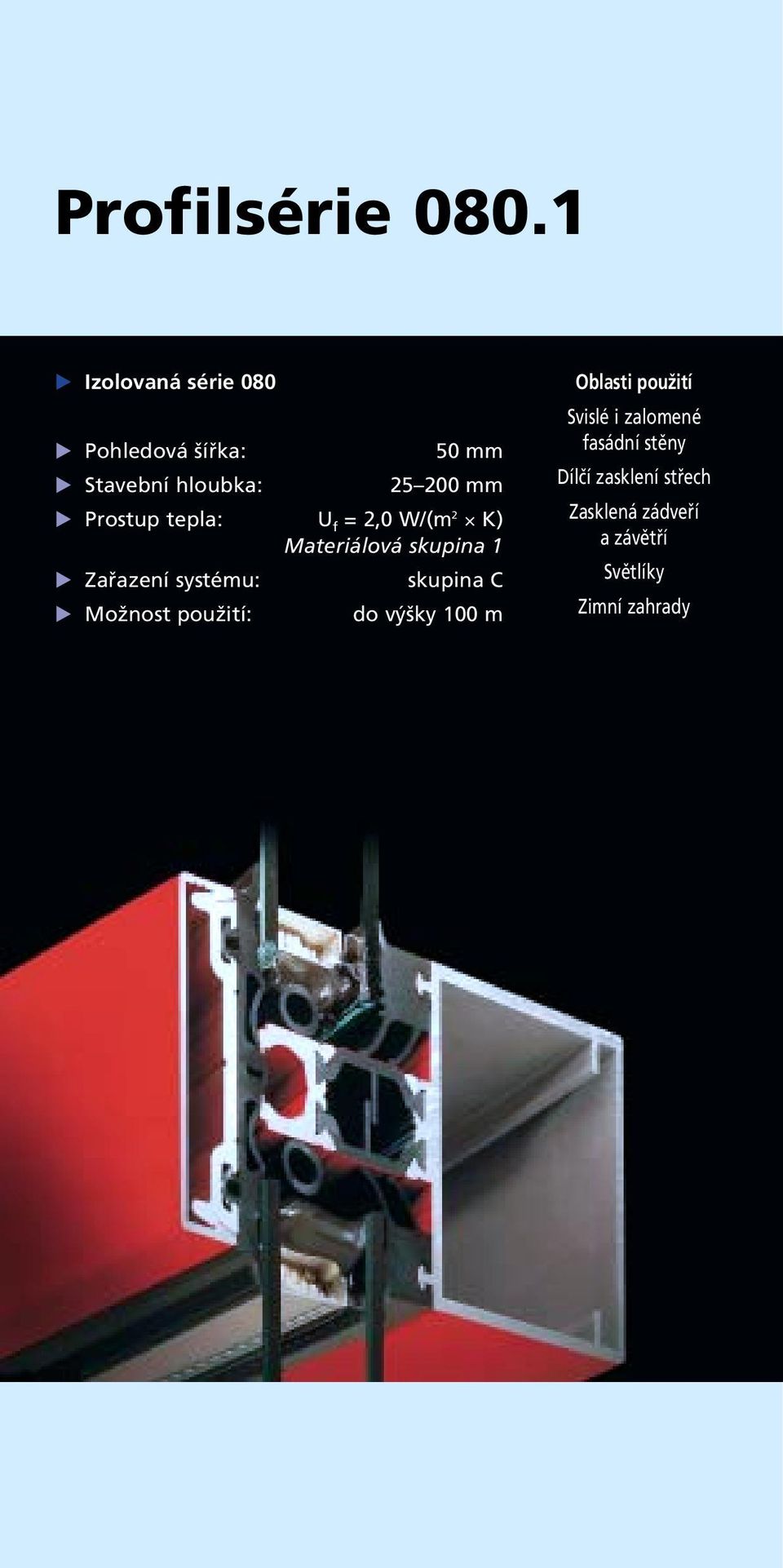 2,0 W/(m 2 K) Materiálová skupina 1 Zařazení systému: skupina C Možnost