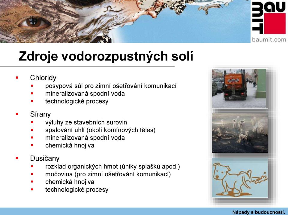 komínových těles) mineralizovaná spodní voda chemická hnojiva Dusičany rozklad organických hmot