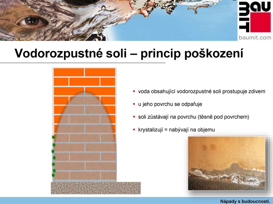 jeho povrchu se odpařuje soli zůstávají na