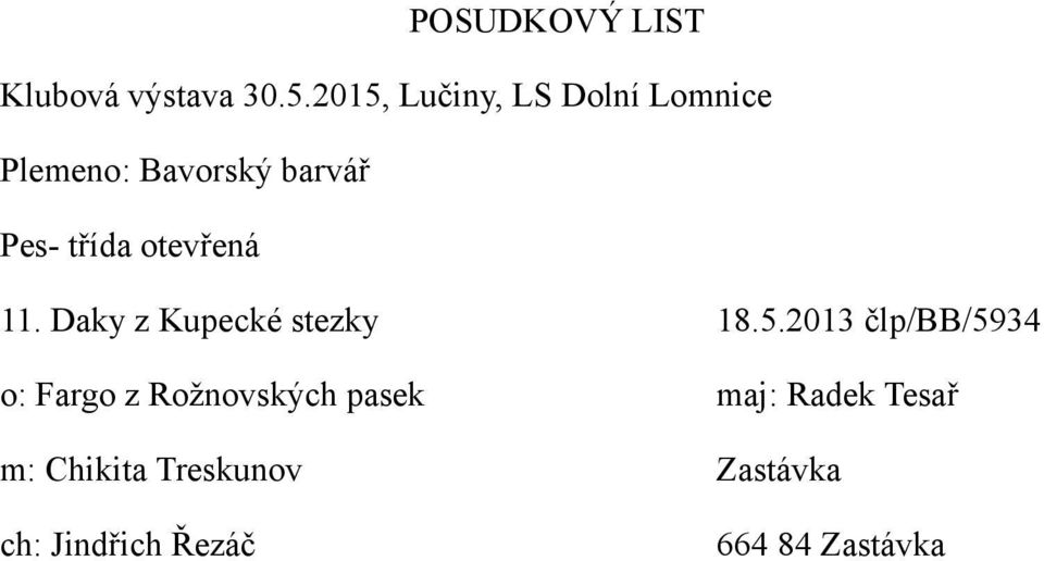 2013 člp/bb/5934 o: Fargo z Rožnovských pasek