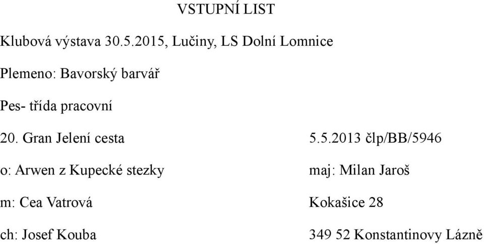 stezky maj: Milan Jaroš m: Cea Vatrová