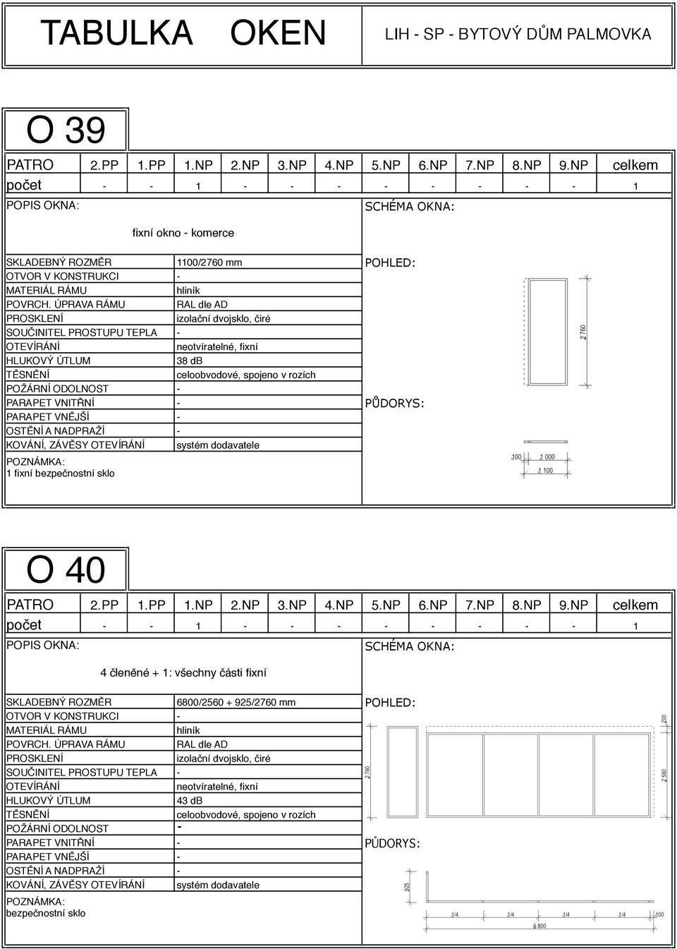 fixní bezpečnostní sklo O 40 počet 1 1 4 členěné + 1: všechny části fixní