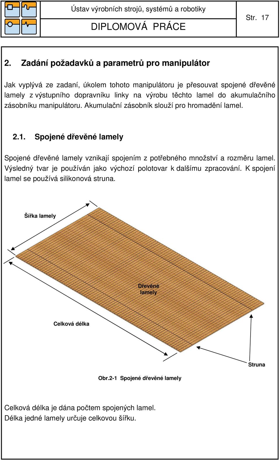 výrobu těchto lamel do akumulačního zásobníku manipulátoru. Akumulační zásobník slouží pro hromadění lamel. 2.1.