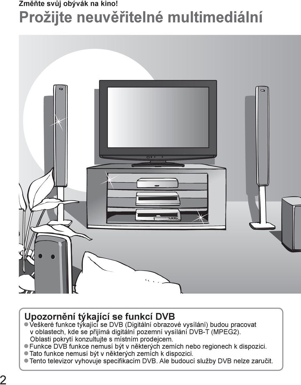 vysílání) budou pracovat v oblastech, kde se přijímá digitální pozemní vysílání DVB-T (MPEG2).