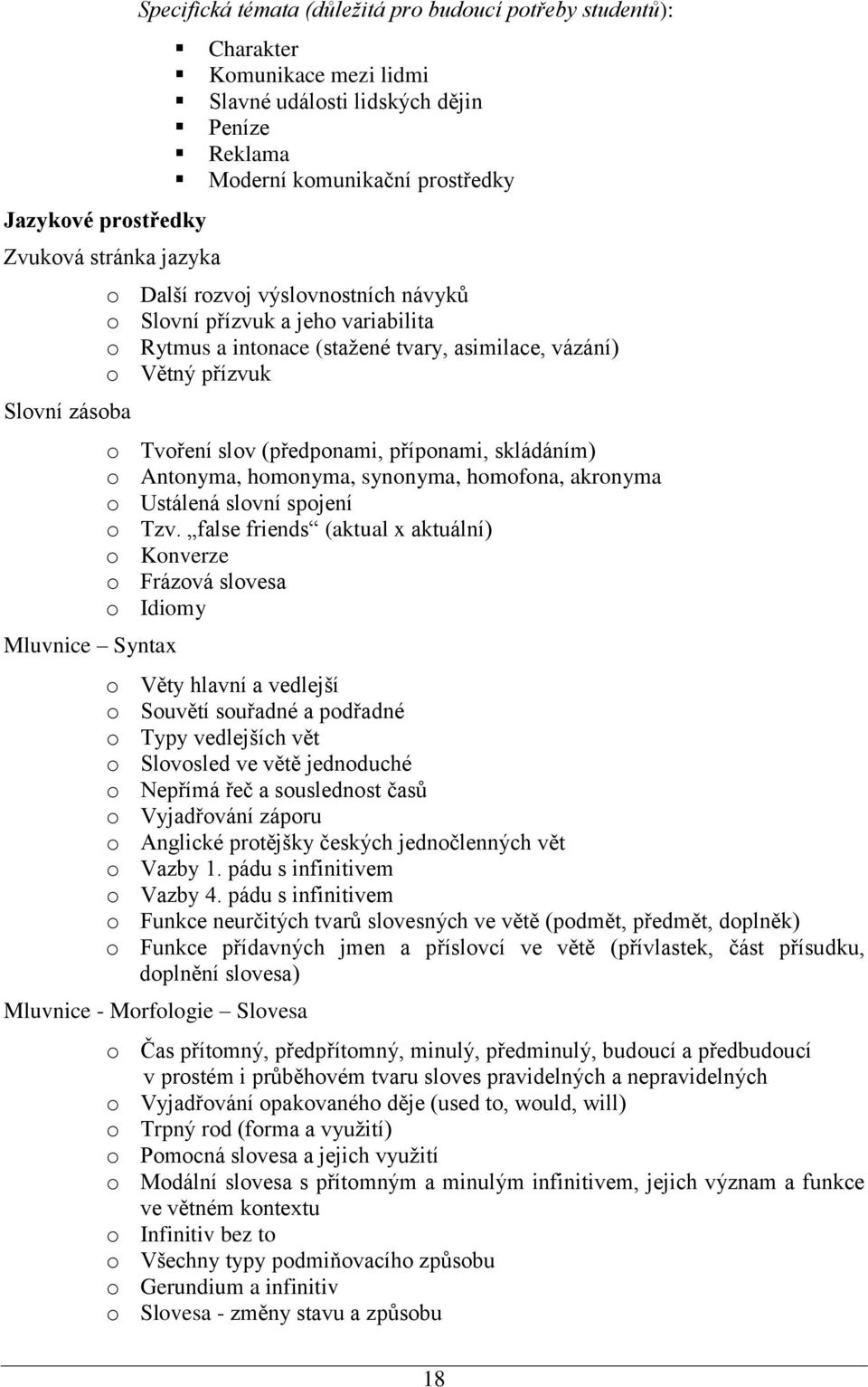 slov (předponami, příponami, skládáním) o Antonyma, homonyma, synonyma, homofona, akronyma o Ustálená slovní spojení o Tzv.