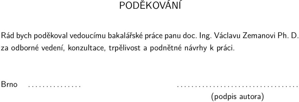 za odborné vedení, konzultace, trpělivost a podnětné