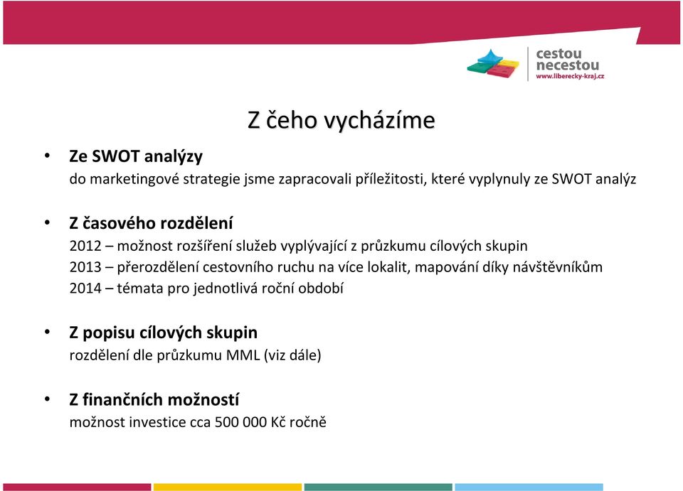 přerozdělení cestovního ruchu na více lokalit, mapování díky návštěvníkům 2014 témata pro jednotlivá roční období