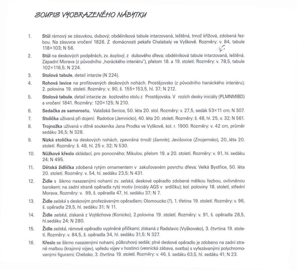 Západní Morava (z původního horáckého interiéru"), přelom 18. a 19. století. Rozměry: v. 78,5, tabule 102x116.5: N 224. 3. S tolová tabule, detail intarzie (N 224). 4.