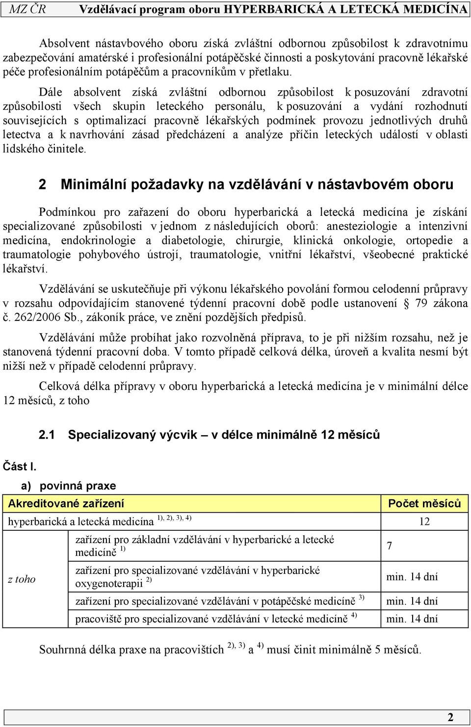 Dále absolvent získá zvláštní odbornou způsobilost k posuzování zdravotní způsobilosti všech skupin leteckého personálu, k posuzování a vydání rozhodnutí souvisejících s optimalizací pracovně