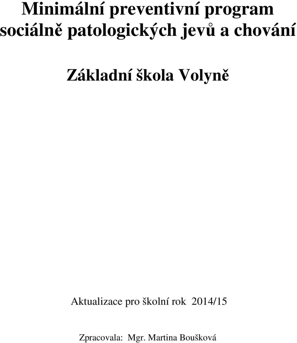 škola Volyně Aktualizace pro školní rok
