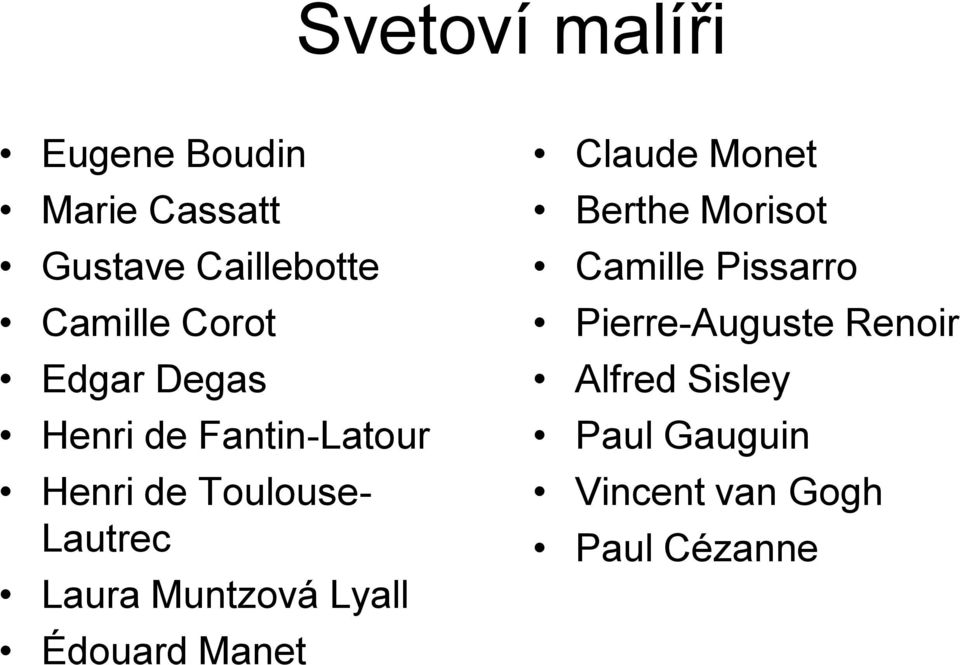 Muntzová Lyall Édouard Manet Claude Monet Berthe Morisot Camille Pissarro