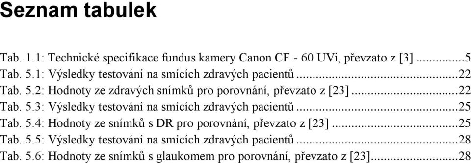 .. 22 Tab. 5.3: Výsledky testování na smících zdravých pacientů... 25 Tab. 5.4: Hodnoty ze snímků s DR pro porovnání, převzato z [23].