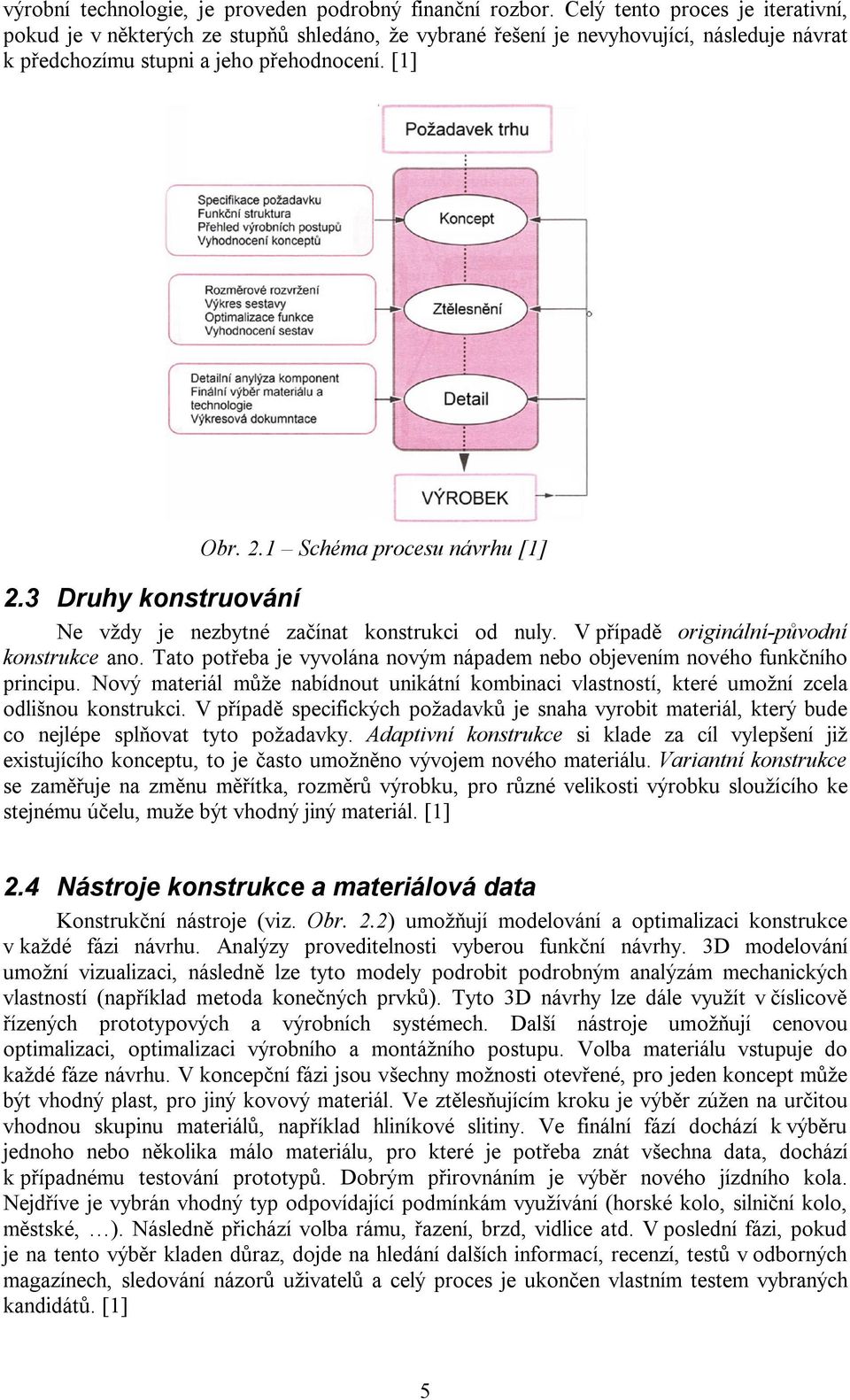 1 Schéma procesu návrhu [1] 2.3 Druhy konstruování Ne vždy je nezbytné začínat konstrukci od nuly. V případě originální-původní konstrukce ano.