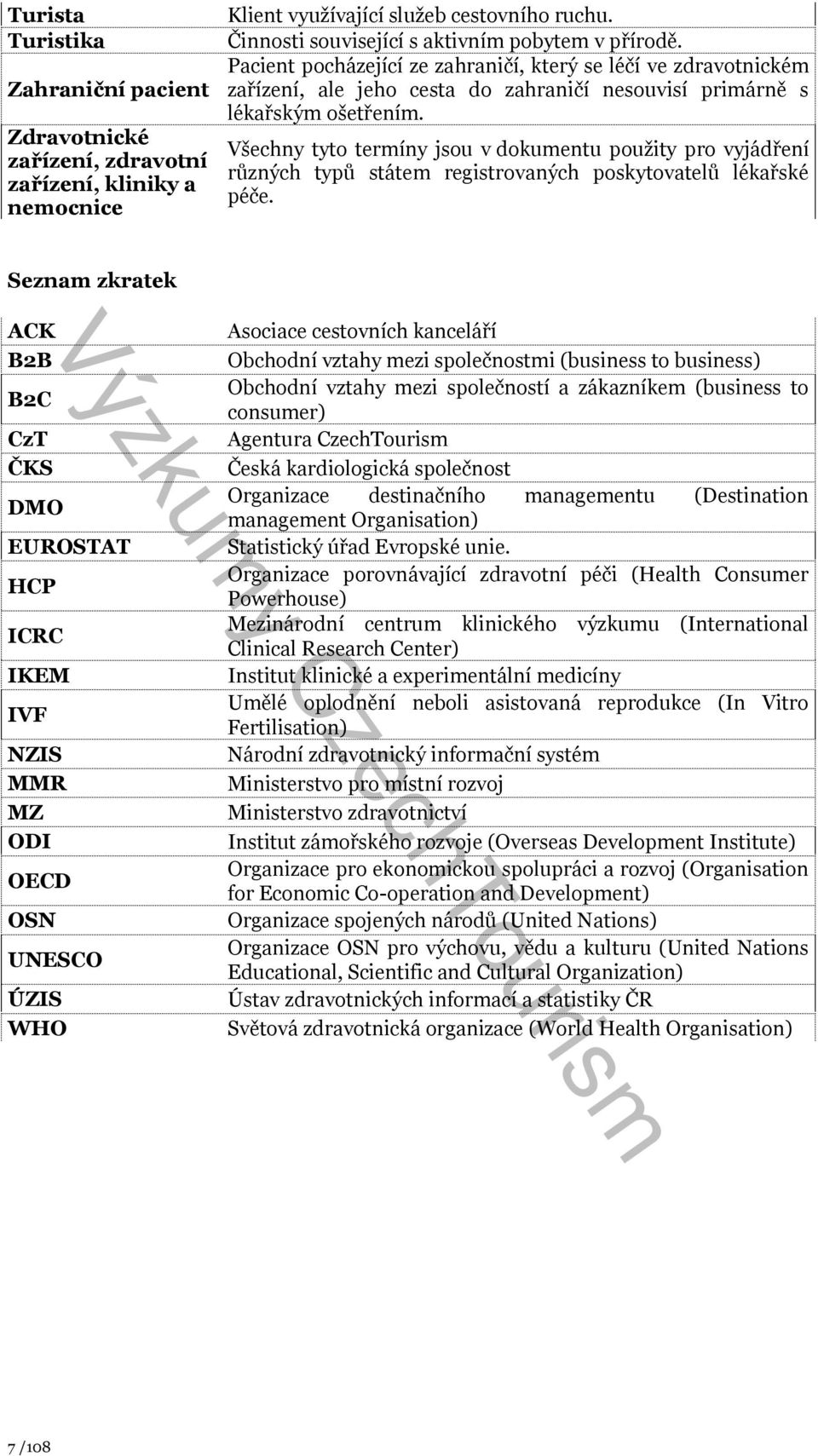Všechny tyto termíny jsou v dokumentu použity pro vyjádření různých typů státem registrovaných poskytovatelů lékařské péče.