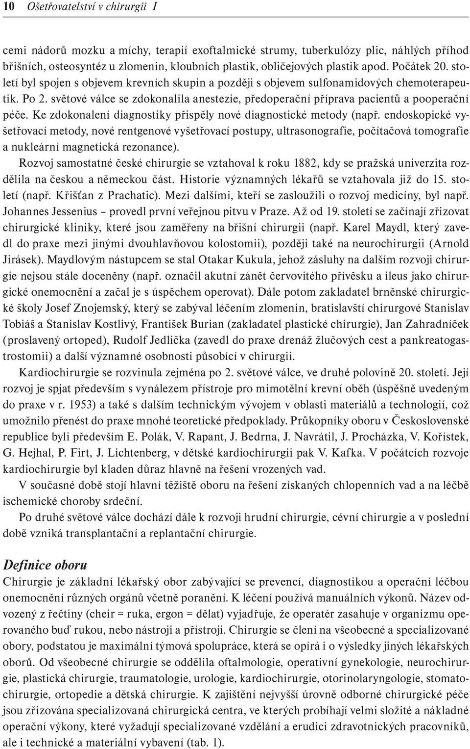 světové válce se zdokonalila anestezie, předoperační příprava pacientů a pooperační péče. Ke zdokonalení diagnostiky přispěly nové diagnostické metody (např.