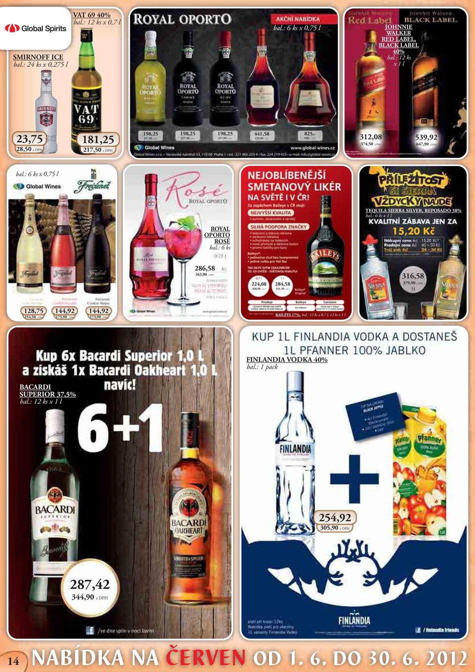 539,92 647,90 s DPH x 0,75 l TEQUILA SIERRA SILVER, REPOSADO 38% ROYAL OPORTO ROSÉ 15,20 Kč 15,20 286,58 343,90 s DPH 224,08 268,90 s DPH 284,58 341,50 s DPH 316,58 379,90