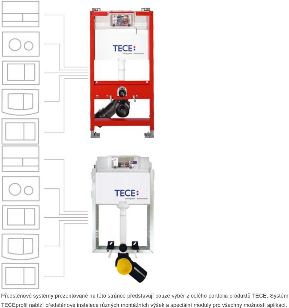 Systém TECEprofil nabízí předstěnové instalace různých