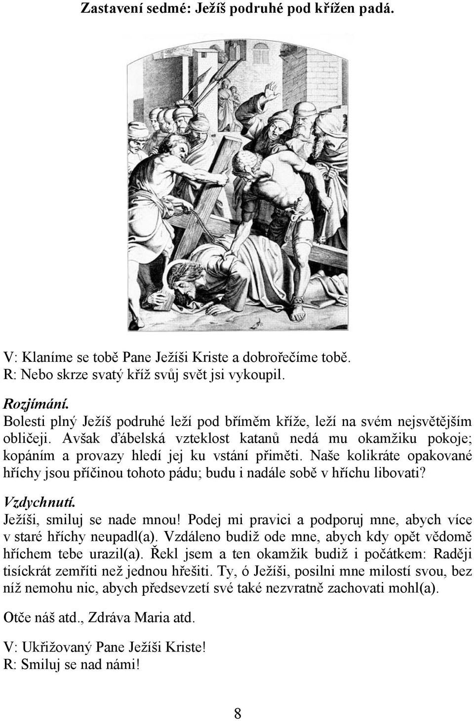 Naše kolikráte opakované hříchy jsou příčinou tohoto pádu; budu i nadále sobě v hříchu libovati? Ježíši, smiluj se nade mnou!