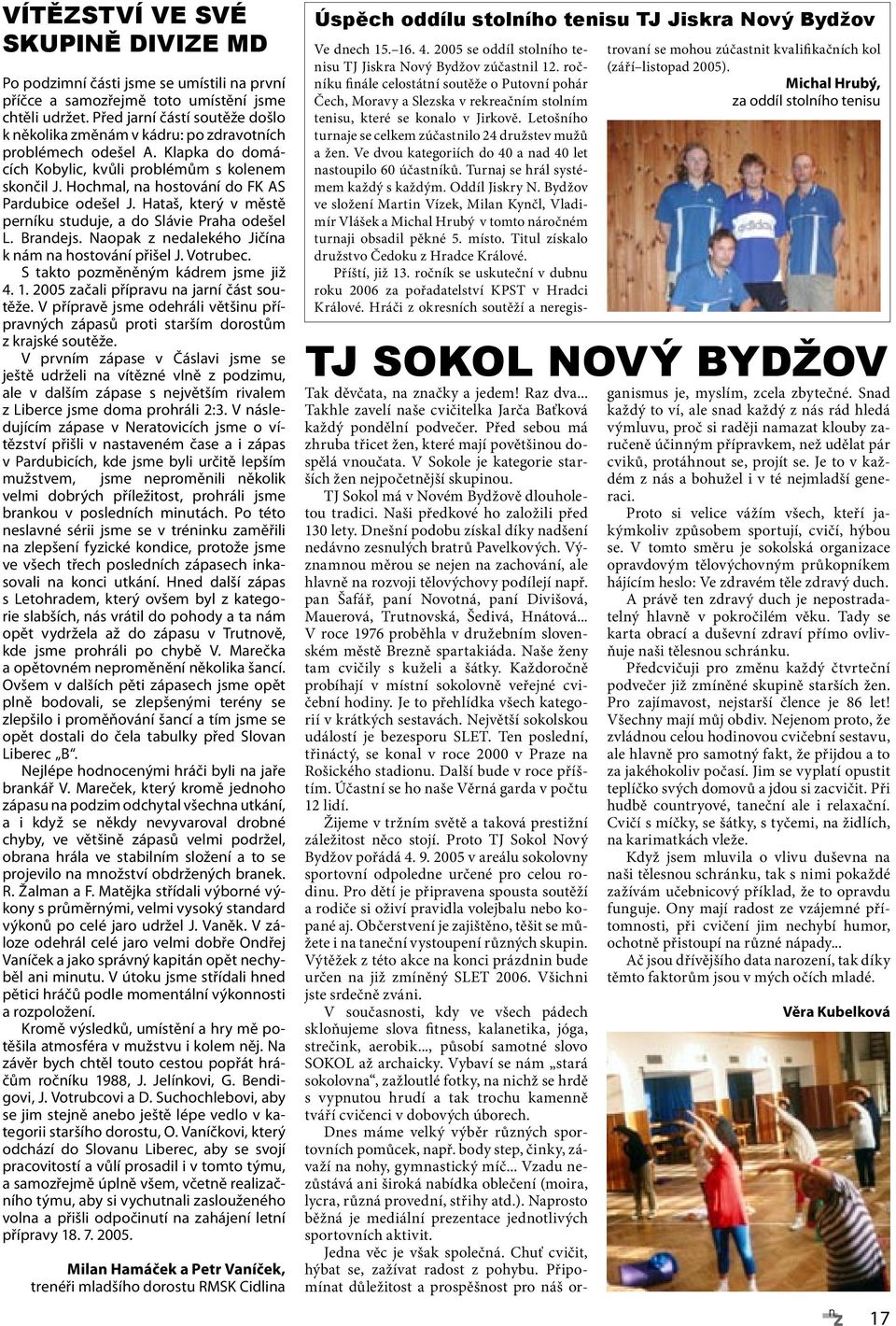 Hochmal, na hostování do FK AS Pardubice odešel J. Hataš, který v městě perníku studuje, a do Slávie Praha odešel L. Brandejs. Naopak z nedalekého Jičína k nám na hostování přišel J. Votrubec.