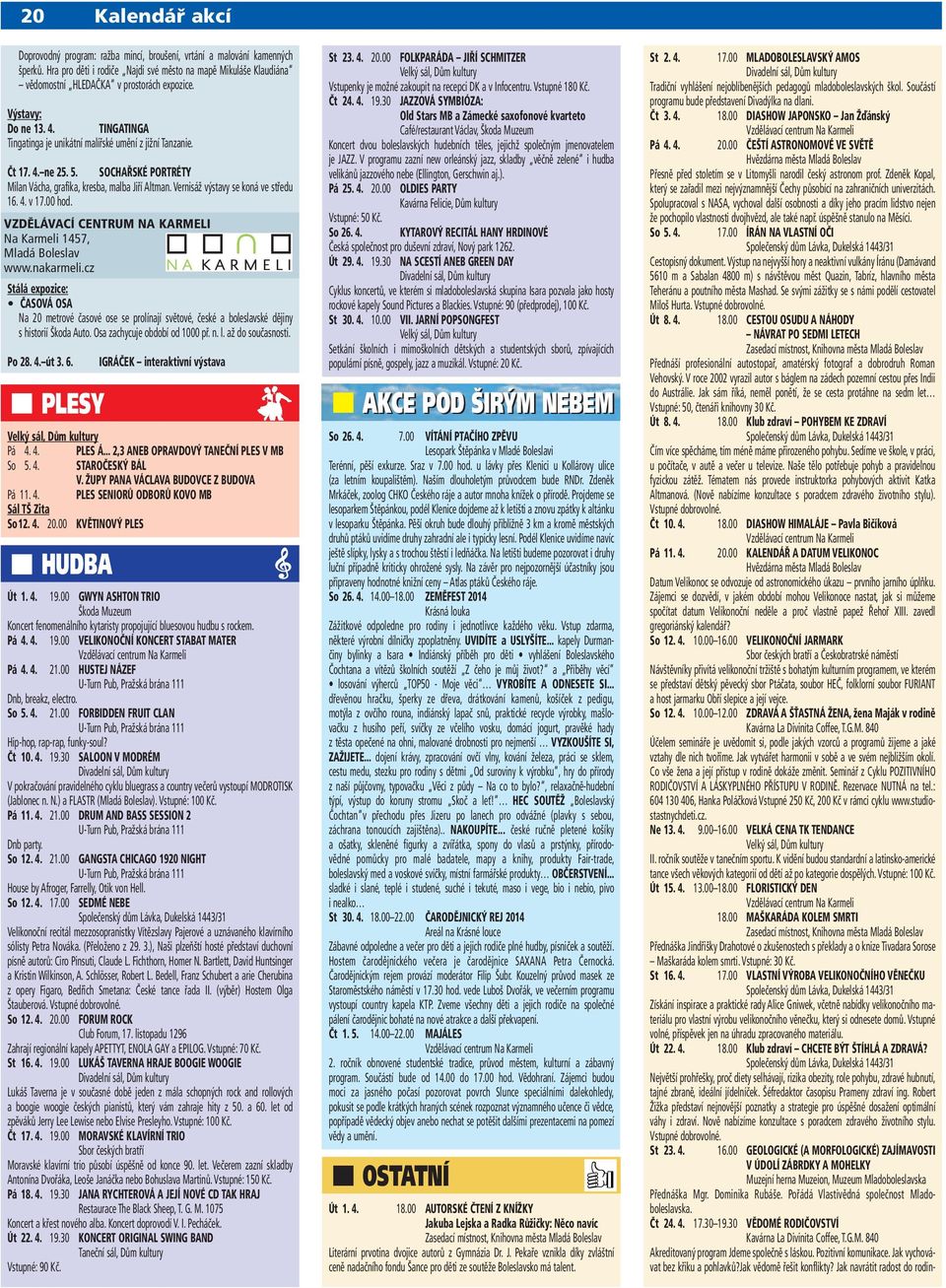 Čt 17. 4. ne 25. 5. SOCHAŘSKÉ PORTRÉTY Milan Vácha, grafika, kresba, malba Jiří Altman. Vernisáž výstavy se koná ve středu 16. 4. v 17.00 hod.