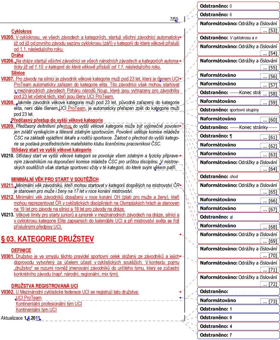 Pro závody na silnici je závodník věkové kategorie muži pod 23 let, který je členem UCI ProTeam automaticky zařazen do kategorie elita.