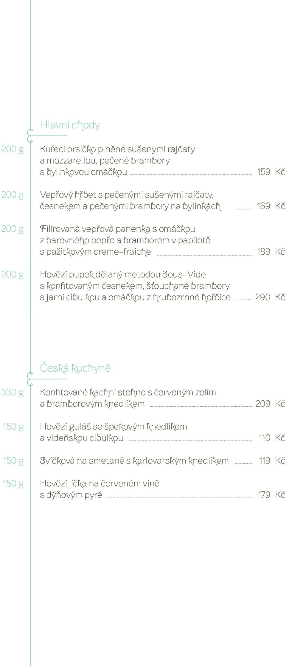 konfitovaným česnekem, šťouchané brambory s jarní cibulkou a omáčkou z hrubozrnné hořčice 290 Česká kuchyně 330 g Konfitované kachní stehno s červeným zelím a bramborovým