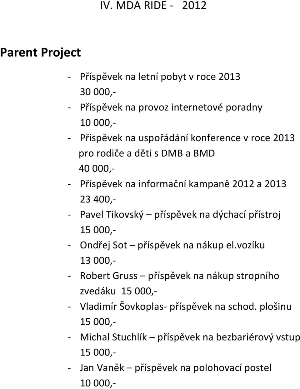 Tikovský příspěvek na dýchací přístroj - Ondřej Sot příspěvek na nákup el.