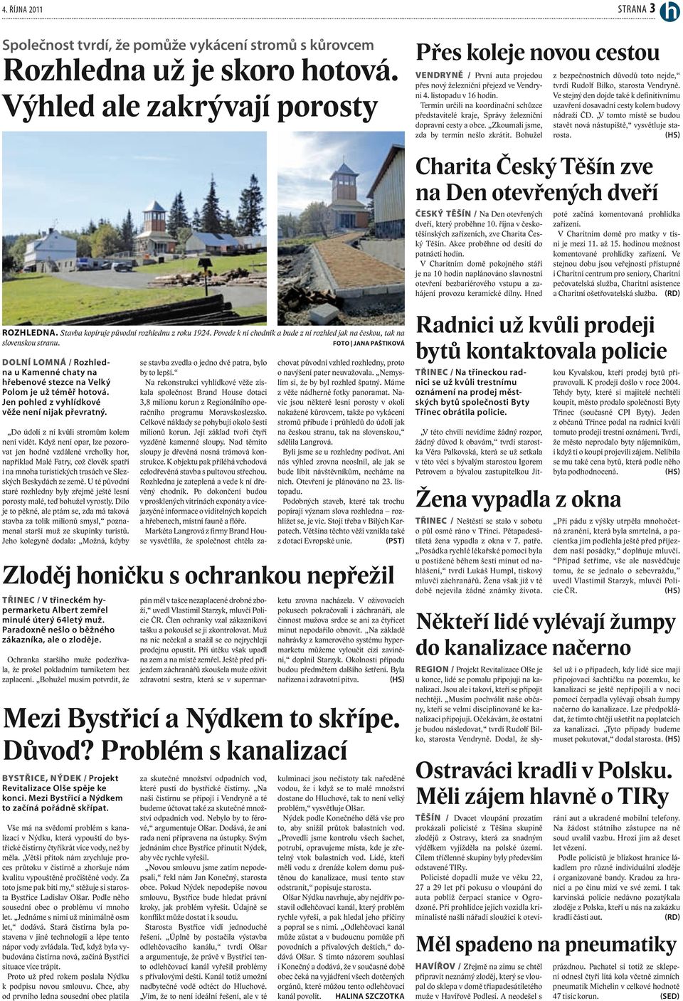 Jen pohled z vyhlídkové věže není nijak převratný. Do údolí z ní kvůli stromům kolem není vidět.