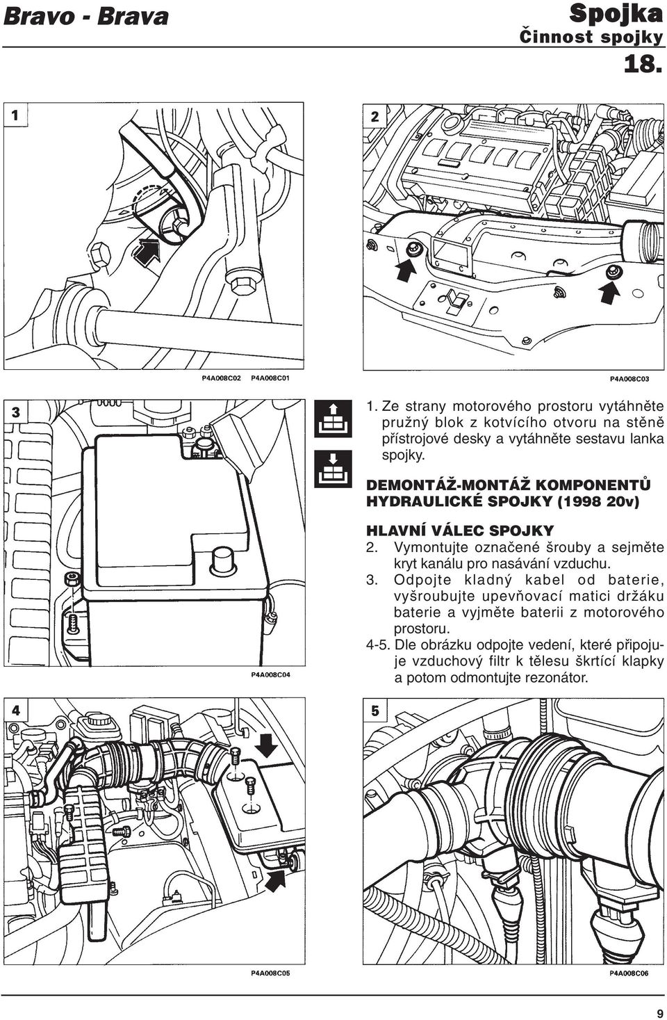 DEMONTÁŽ-MONTÁŽ KOMPONENTŮ HYDRAULICKÉ SPOJKY (1998 20v) HLAVNÍ VÁLEC SPOJKY 2.