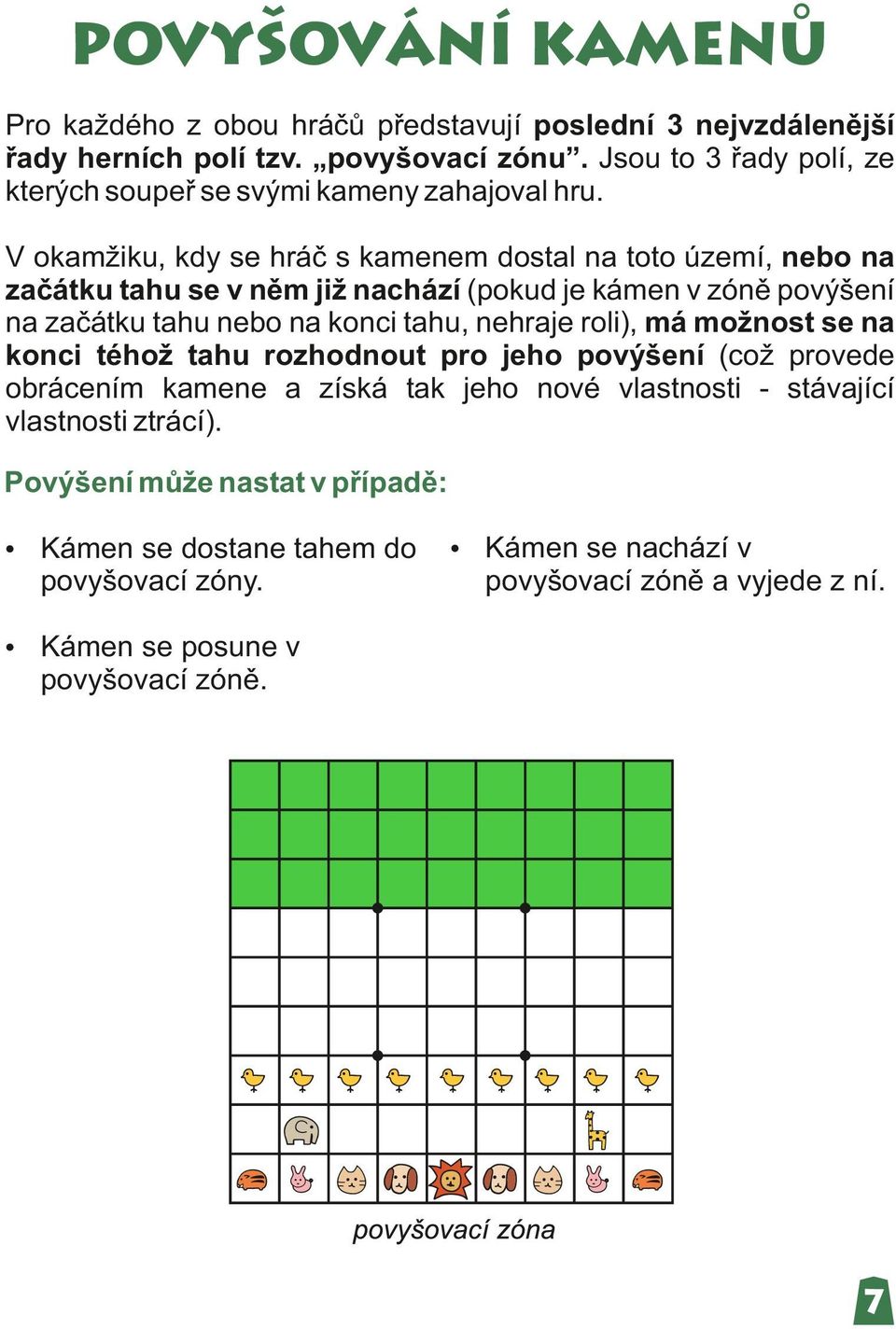 V okamžiku, kdy se hráč s kamenem dostal na toto území, nebo na začátku tahu se v něm již nachází (pokud je kámen v zóně povýšení na začátku tahu nebo na konci tahu,