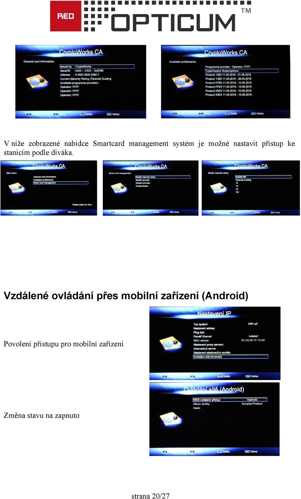 Vzdálené ovládání přes mobilní zařízení (Android)