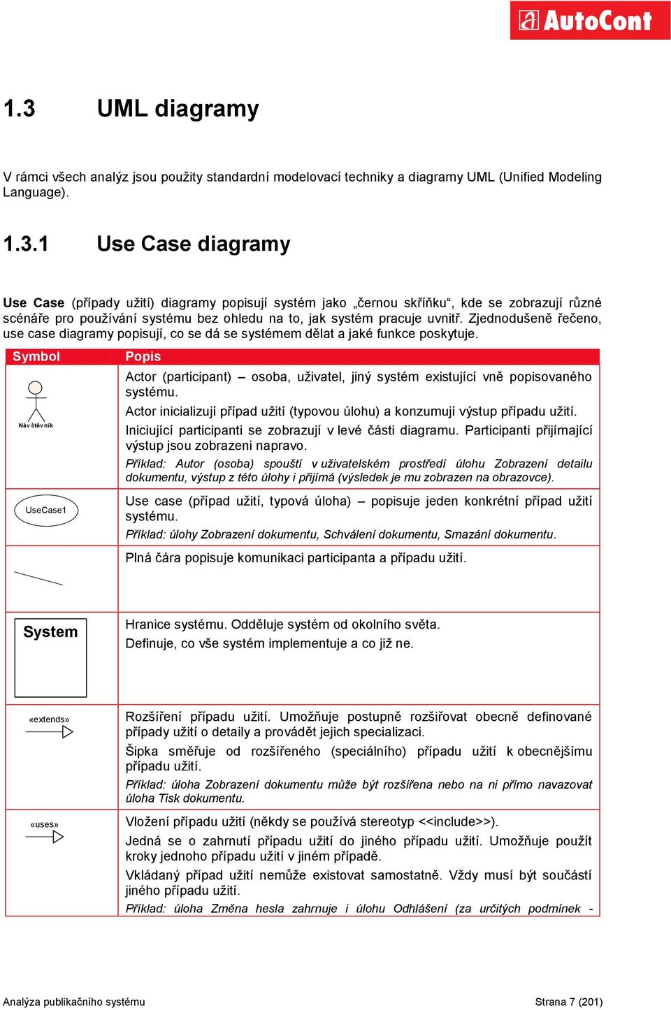 Symbol Náv štěv ník UseCase1 Popis Actor (participant) osoba, uţivatel, jiný systém existující vně popisovaného systému.