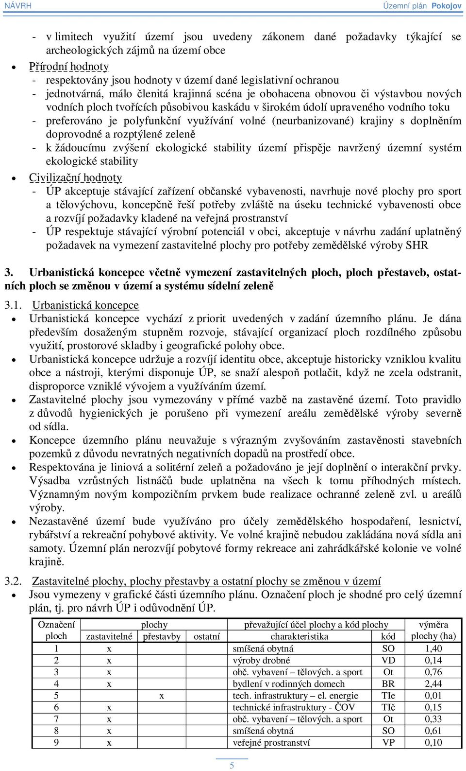 volné (neurbanizované) krajiny s doplnním doprovodné a rozptýlené zelen - k žádoucímu zvýšení ekologické stability území pispje navržený územní systém ekologické stability Civilizaní hodnoty - ÚP