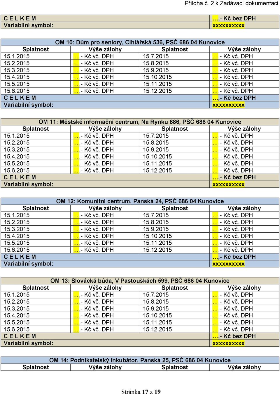 Panská 24, PSČ 686 04 Kunovice OM 13: Slovácká búda, V Pastouškách 599, PSČ 686