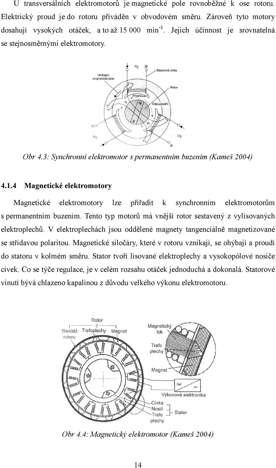 3: Synchronní elektromotor s permanentním buzením (Kameš 2004) 4.1.4 Magnetické elektromotory Magnetické elektromotory lze přiřadit k synchronním elektromotorům s permanentním buzením.