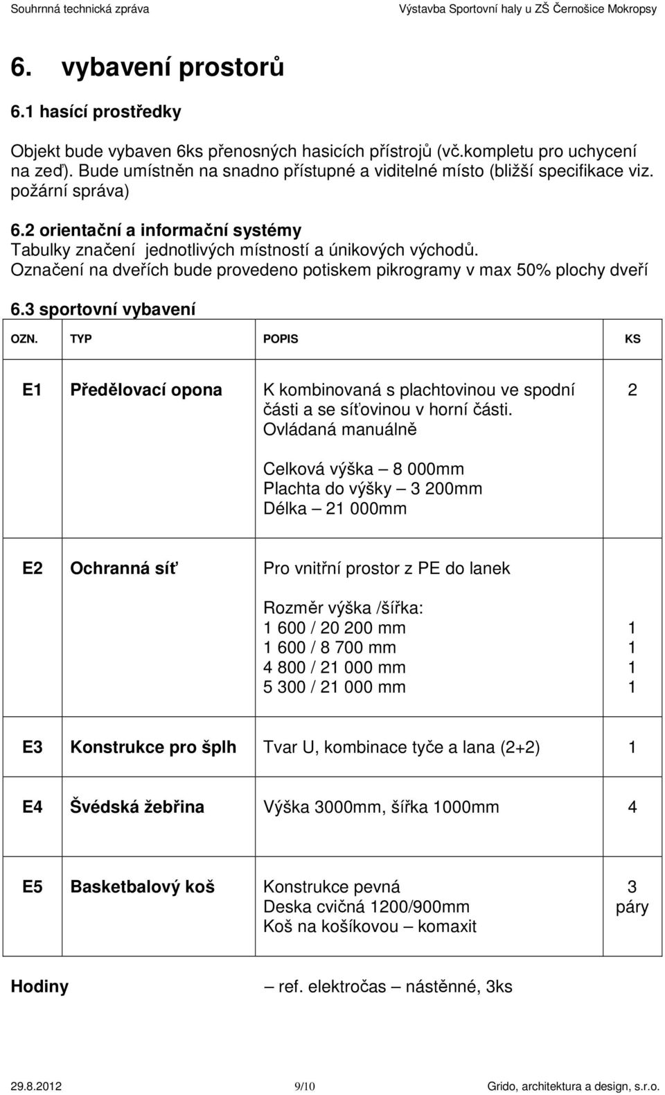 Označení na dveřích bude provedeno potiskem pikrogramy v max 50% plochy dveří 6.3 sportovní vybavení OZN.