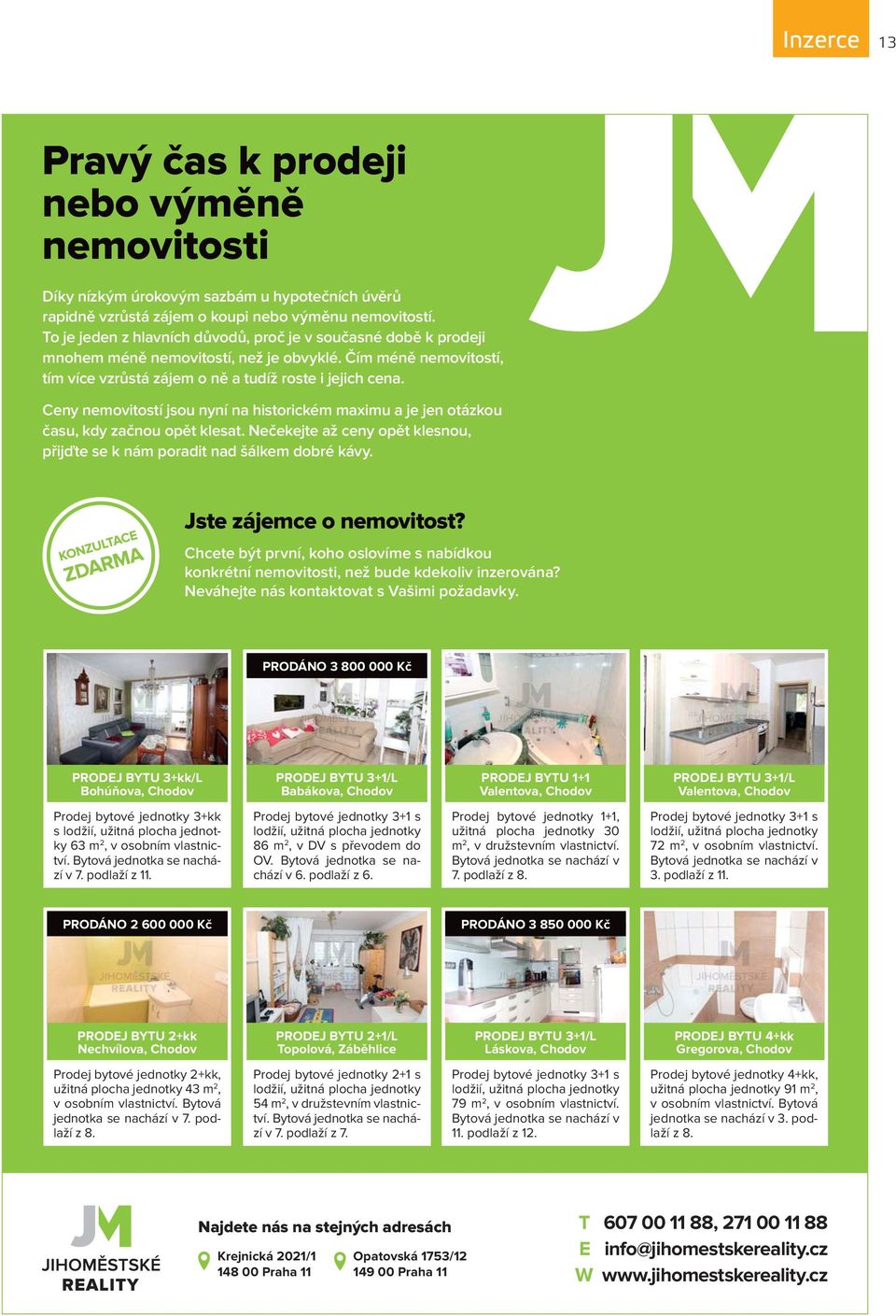 Ceny nemovitostí jsou nyní na historickém maximu a je jen otázkou času, kdy začnou opět klesat. Nečekejte až ceny opět klesnou, přijďte se k nám poradit nad šálkem dobré kávy.