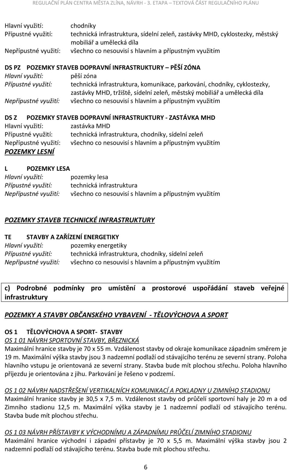 zastávky MHD, tržiště, sídelní zeleň, městský mobiliář a umělecká díla DS Z POZEMKY STAVEB DOPRAVNÍ INFRASTRUKTURY - ZASTÁVKA MHD Hlavní využití: zastávka MHD Přípustné využití: technická