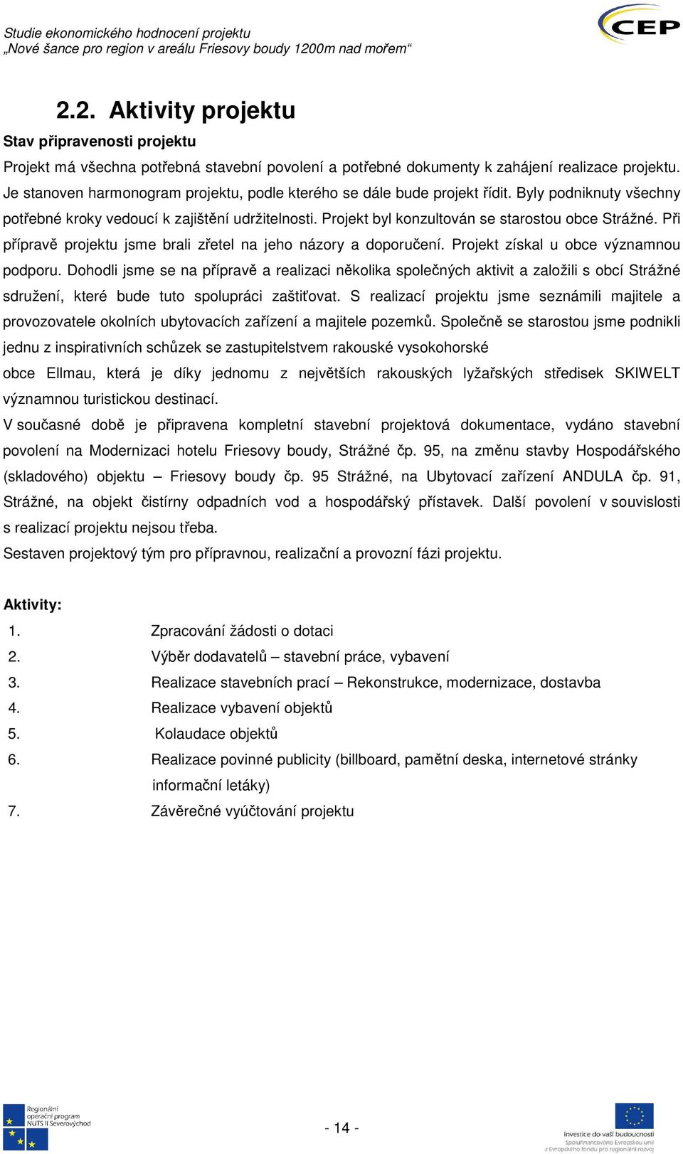 Při přípravě projektu jsme brali zřetel na jeho názory a doporučení. Projekt získal u obce významnou podporu.