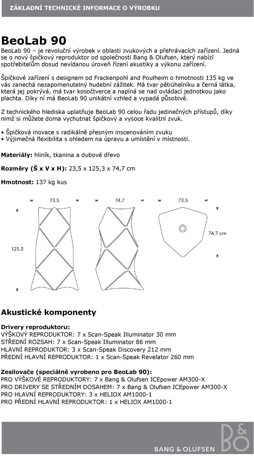 Špičkové zařízení s designem od Frackenpohl and Poulheim o hmotnosti 135 kg ve vás zanechá nezapomenutelný hudební zážitek.