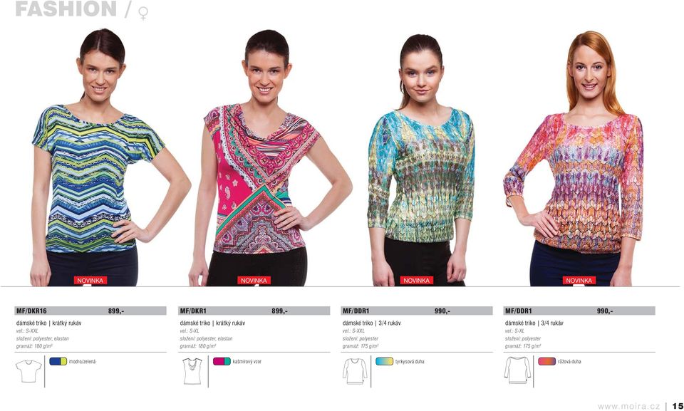 : S-XL složení: polyester, elastan dámské triko 3/4 rukáv složení: polyester dámské triko 3/4 rukáv vel.