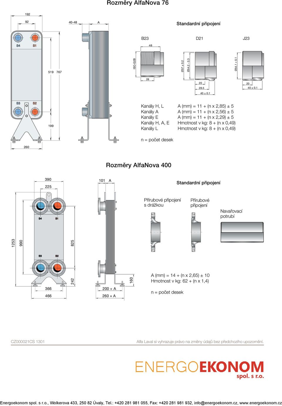 Measurements in mm/in ISO-G2B Standard materials Cover plates Connections Plates 101/3.98 lfafusion fi ller = 14 + n x 2.65 / 0.55 + n x 0.1 How to contact lfa Laval Weight (approx.) kg: 44 + n x 1.