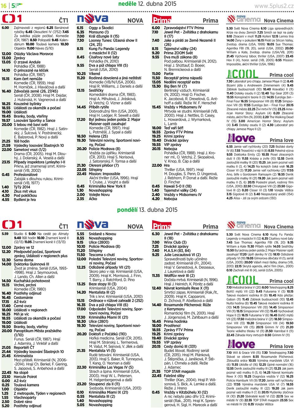 10 Oprincezně na klíček Pohádka (ČR, 1987) 15.15 Kam čert nemůže Komedie (ČR, 1959). Hrají M. Horníček, J. Hlaváčová a další 16.40 Zdivočelá země (26, 27/45) Seriál (ČR, 2008). Hrají M. Dejdar, J.