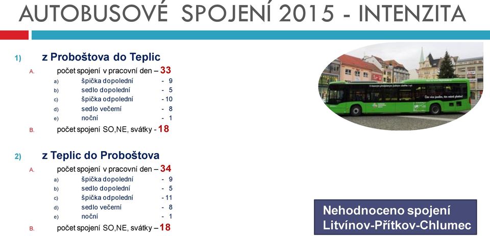 - 8 e) noční - 1 B. počet spojení SO,NE, svátky - 18 2) z Teplic do Proboštova A.