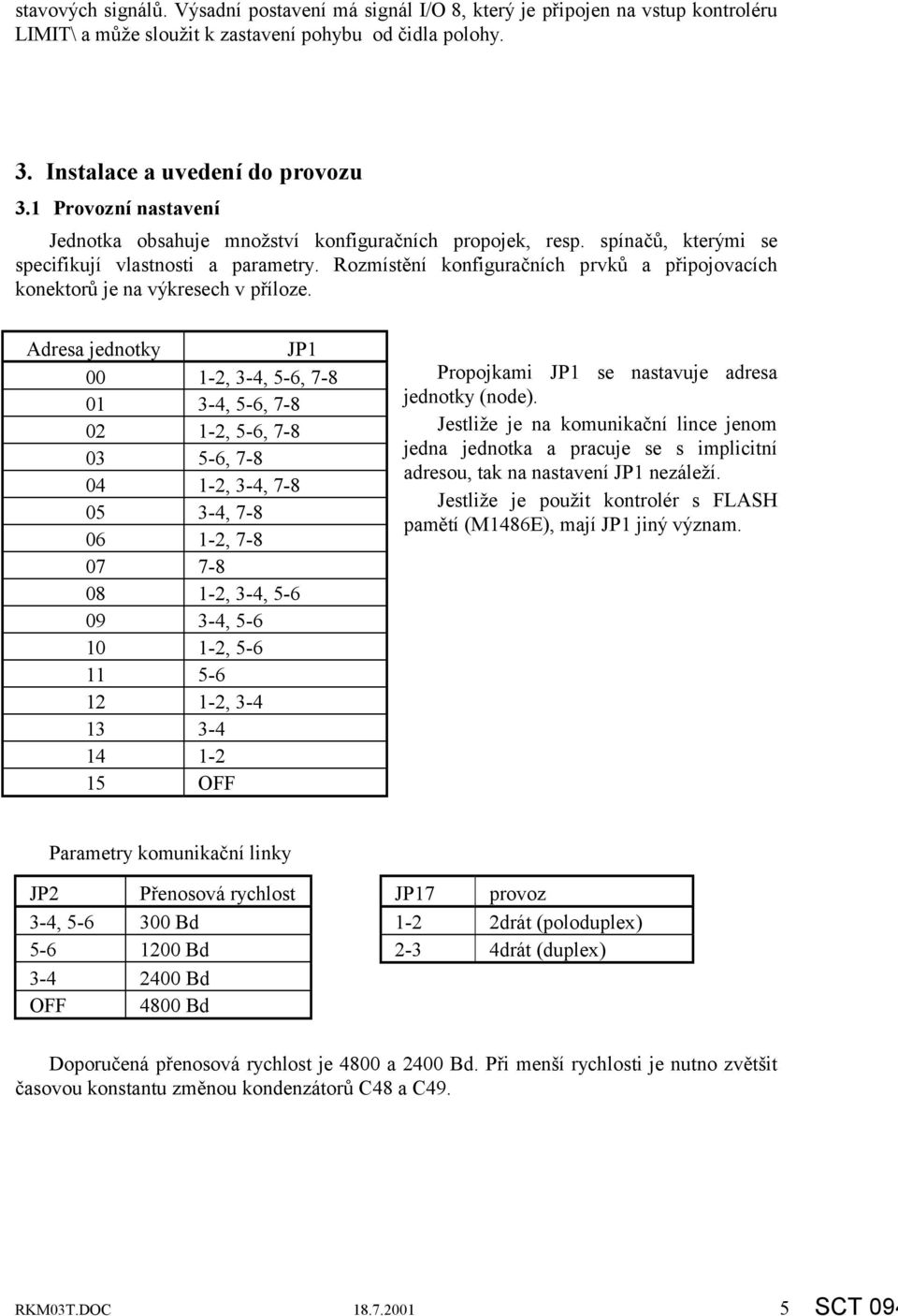 Rozmístění konfiguračních prvků a připojovacích konektorů je na výkresech v příloze.