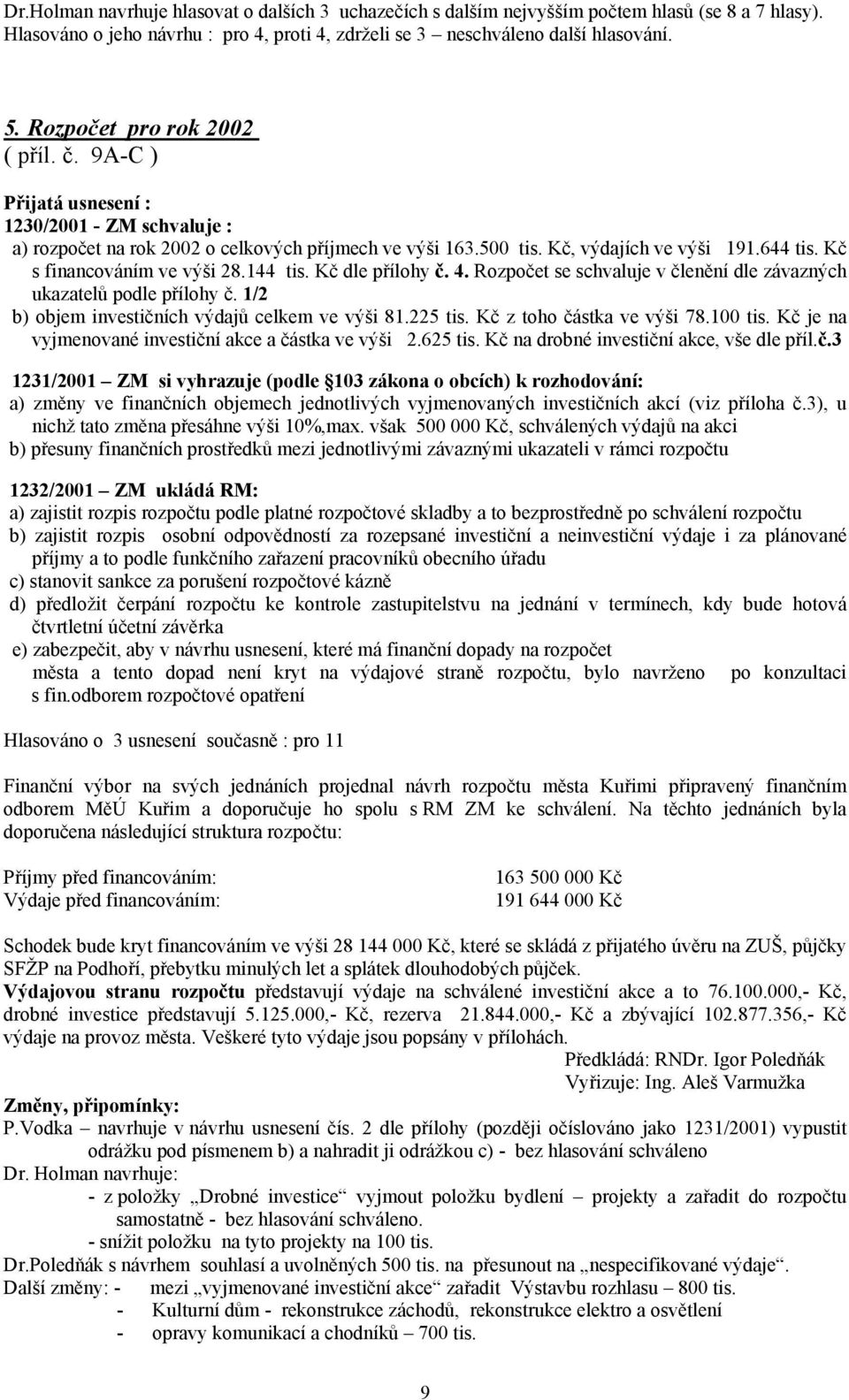 Kč s financováním ve výši 28.144 tis. Kč dle přílohy č. 4. Rozpočet se schvaluje v členění dle závazných ukazatelů podle přílohy č. 1/2 b) objem investičních výdajů celkem ve výši 81.225 tis.