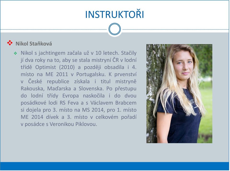 místo na ME 2011 v Portugalsku. K prvenství v České republice získala i titul mistryně Rakouska, Maďarska a Slovenska.