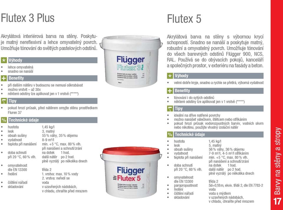 stěnu prostředkem Fluren 37 hustota 1,45 kg/l lesk 3, matný obsah sušiny 55 % váhy, 35 % objemu vydatnost 8-9 m²/l teplota při nanášení min. +5 C, max. 80 % vlh.