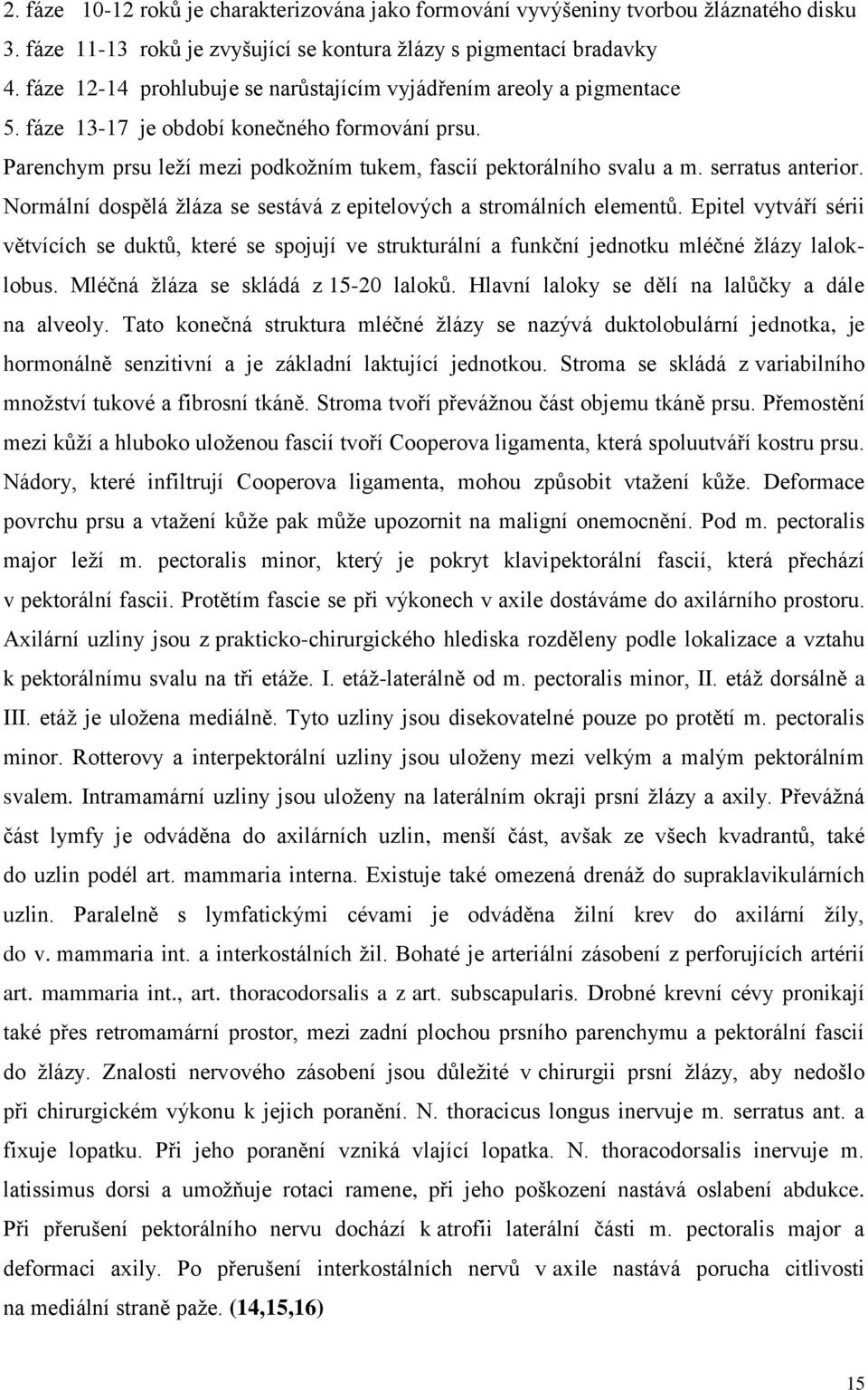 serratus anterior. Normální dospělá žláza se sestává z epitelových a stromálních elementů.