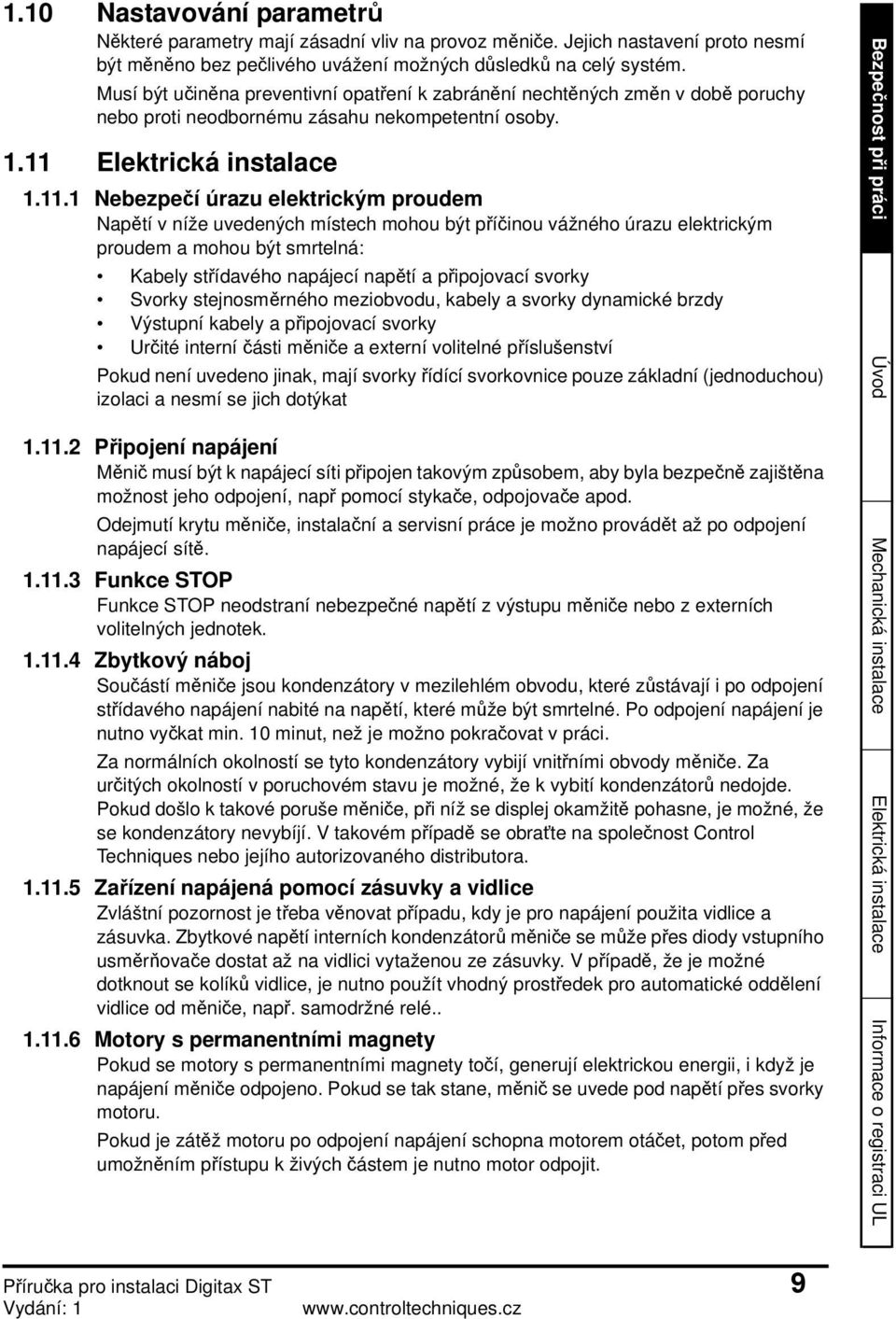 Elektrická instalace 1.11.